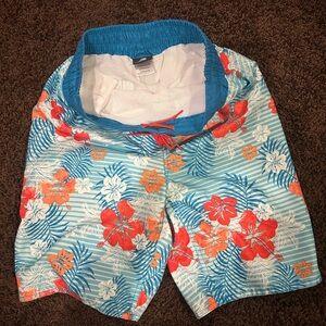 Laguna Kids Swim Trunks - Blue and Orange Floral